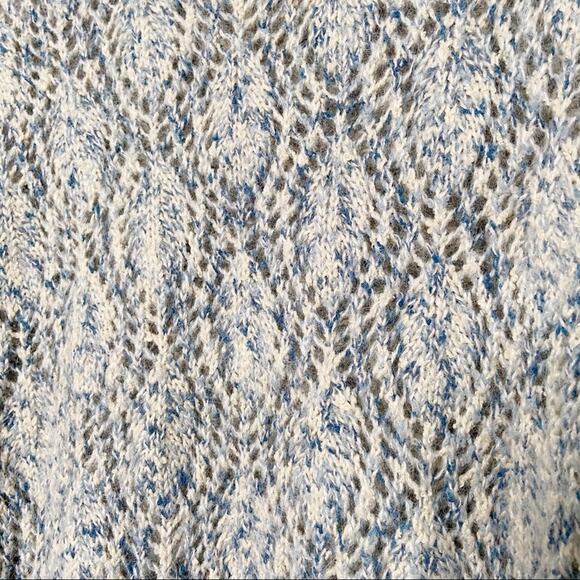 Vintage Liz Wear Turtleneck Pointelle Knit Sweater Blue Mohair 90s Beach Size S - Picture 3 of 7